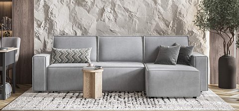 Угловой диван Норд велюр Монолит сталь 2