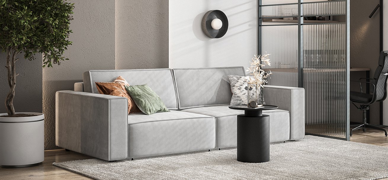 Диван Босс Софт Модуль велюр Монолит сталь