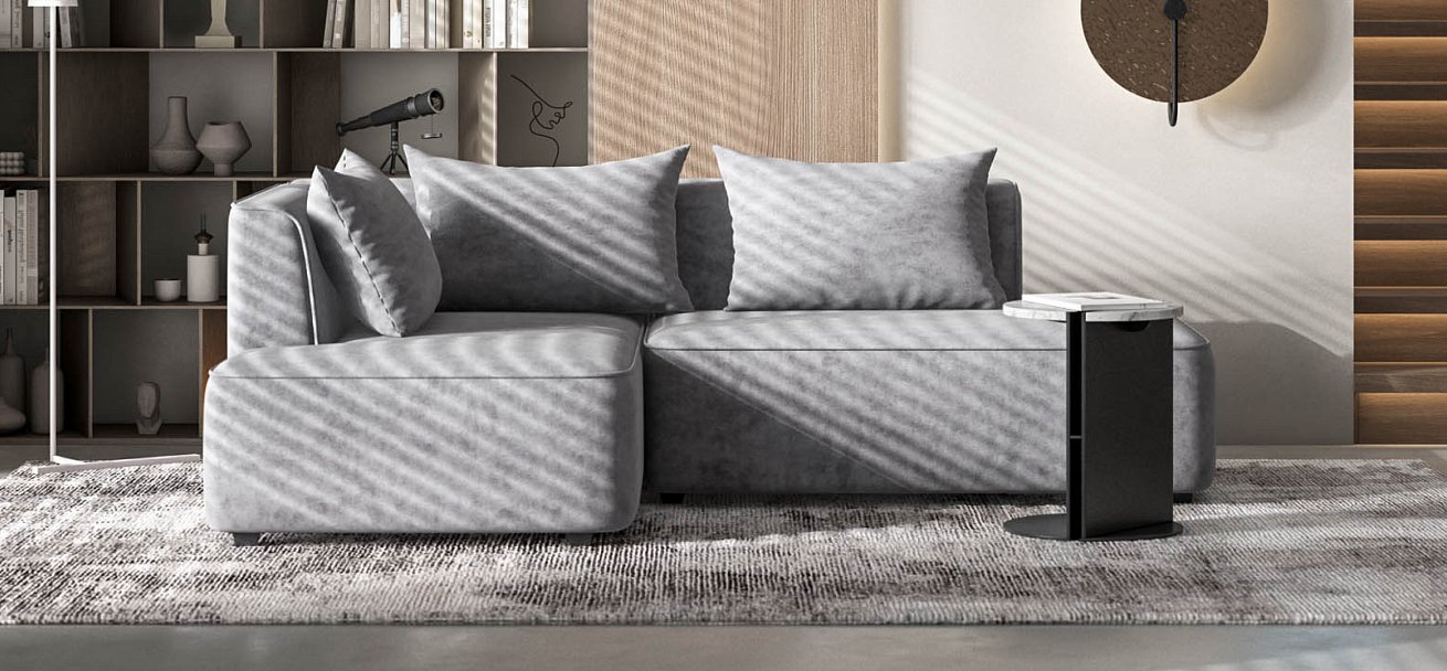 Угловой диван левый Кинг Твин велюр Роял агат