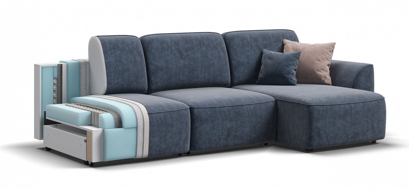 Угловой диван Кинг Модуль Макс велюр Роял синий