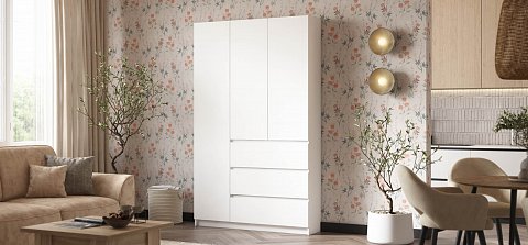 Идея 135 шкаф распашной 3Д+ящики Белый 2