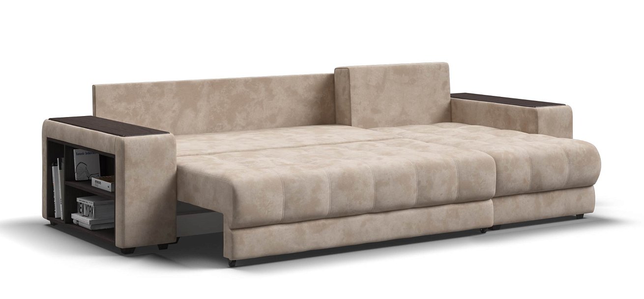 Угловой диван Босс ХЛ велюр Алькантара пепел