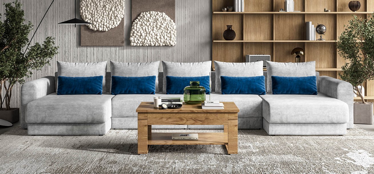 Модульный п-образный диван Ричмонд Модуль Вельвет Корд серый