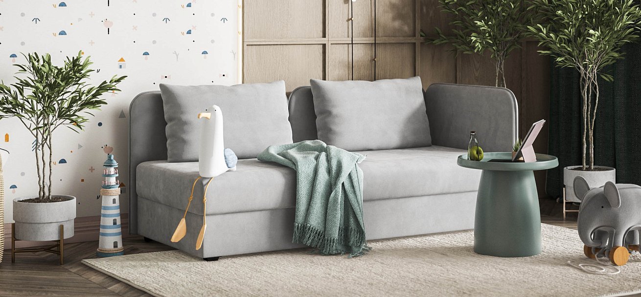 Тахта Ирис велюр Монолит сталь