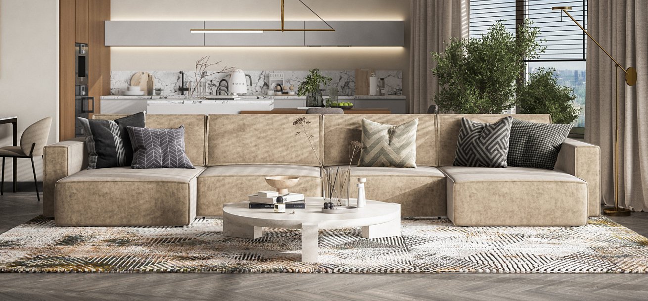 П-образный диван Босс Софт Модуль велюр Роял тауп