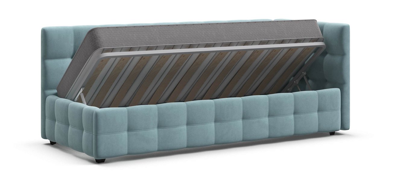 Босс Мини Кровать+ПМ 90*200 велюр Монолит аква