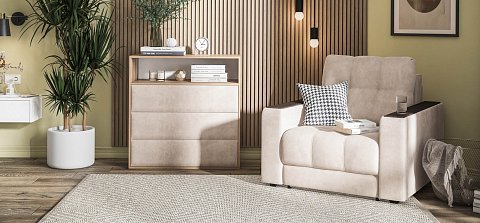 Босс кресло-кровать велюр Монолит латте 2