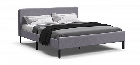 Уна Кровать 160*200Рогожка Мальмо платина, Чёрный