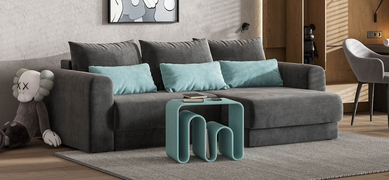 Модульный угловой диван Ричмонд Модуль велюр Монолит серый