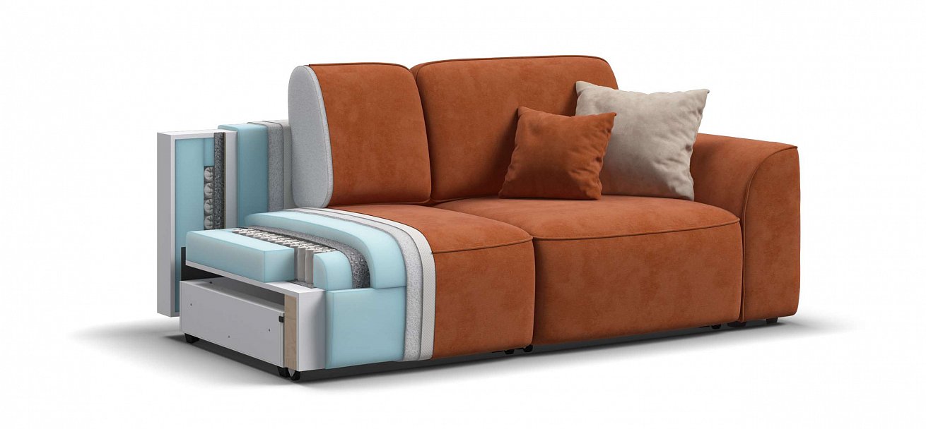 Диван Кинг Модуль велюр Алькантара оранж