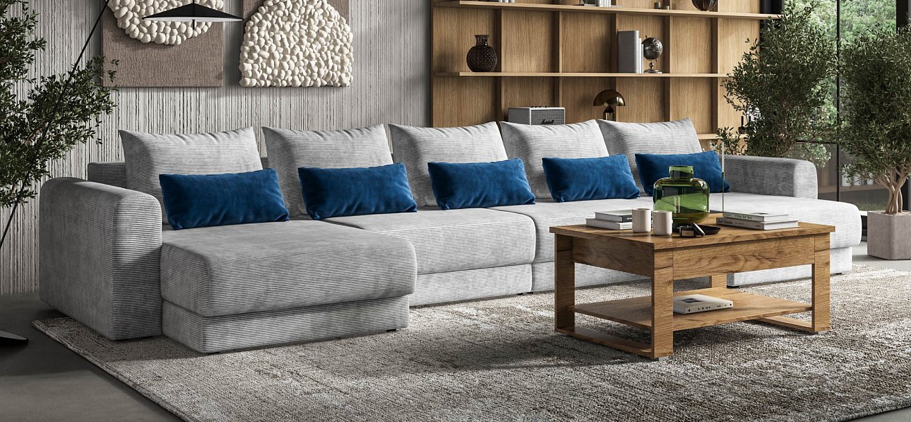 Модульный п-образный диван Ричмонд Модуль Вельвет Корд серый