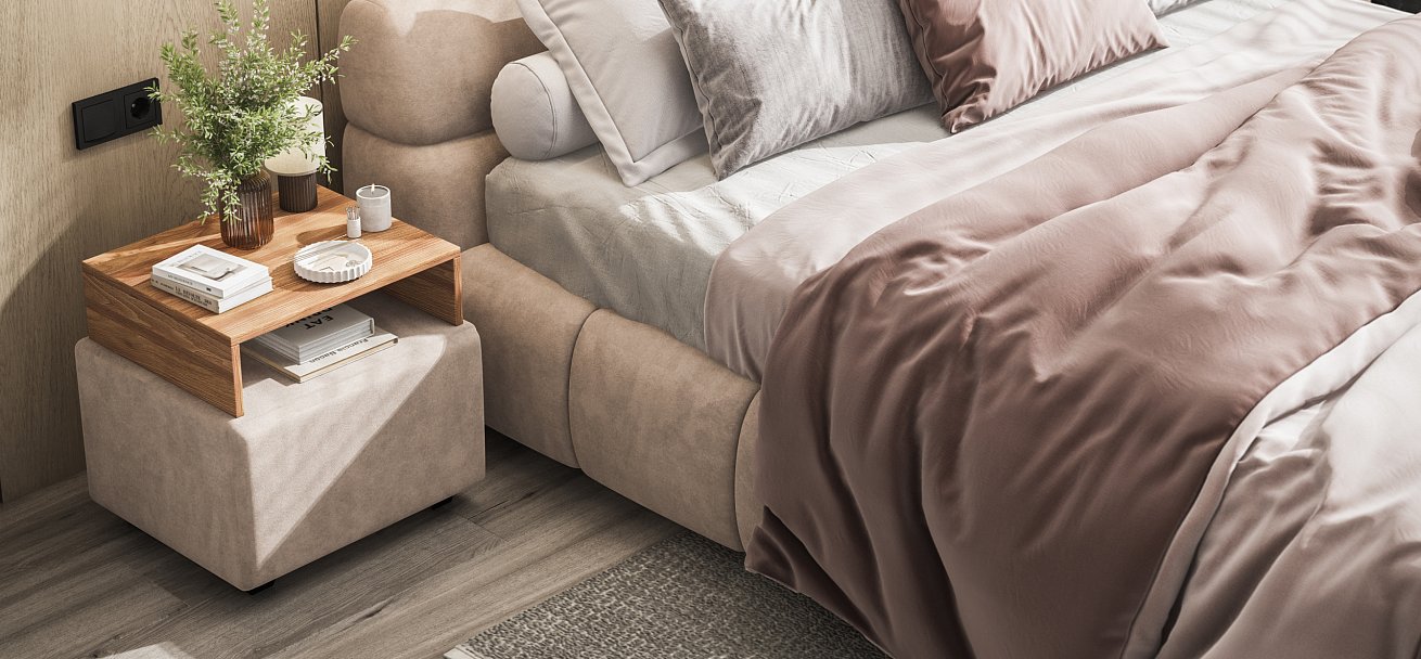 Тумба Босс велюр Монолит латте, Орех селект