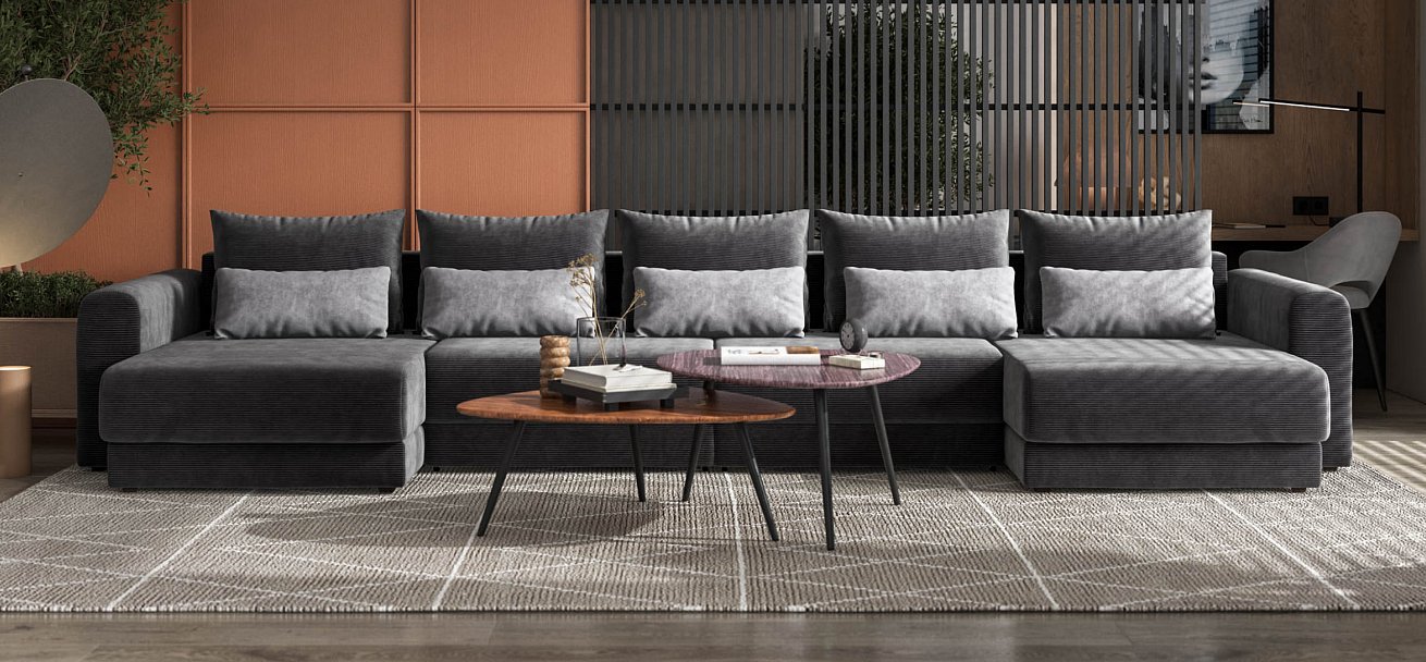Модульный п-образный диван Ричмонд Модуль Вельвет Корд графит