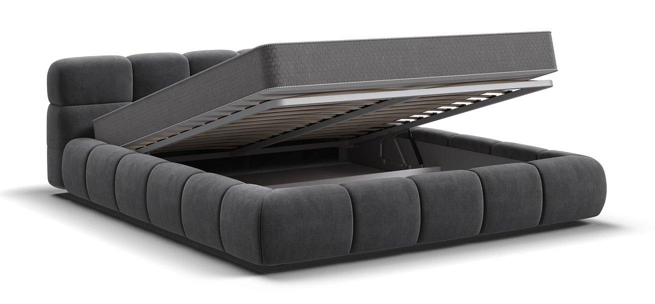 Босс Дрим Кровать+ПМ 160*200 велюр Монолит серый