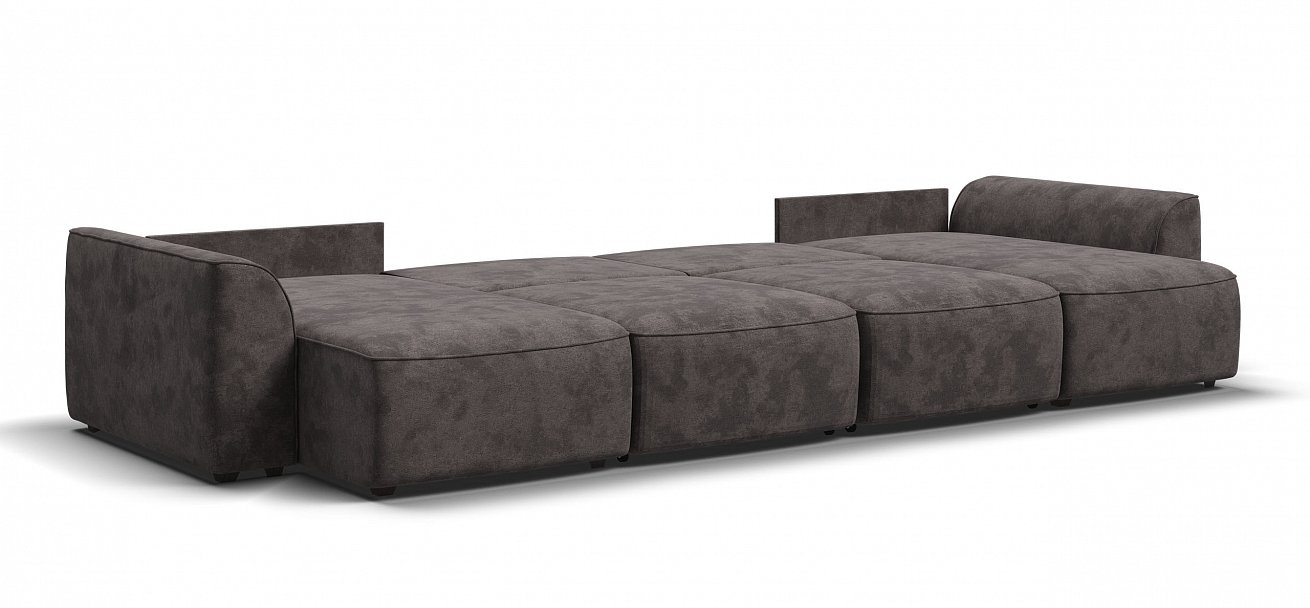 П-образный диван Кинг Модуль велюр Алькантара серый