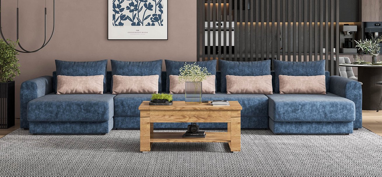 Модульный п-образный диван Ричмонд Модуль велюр Роял синий