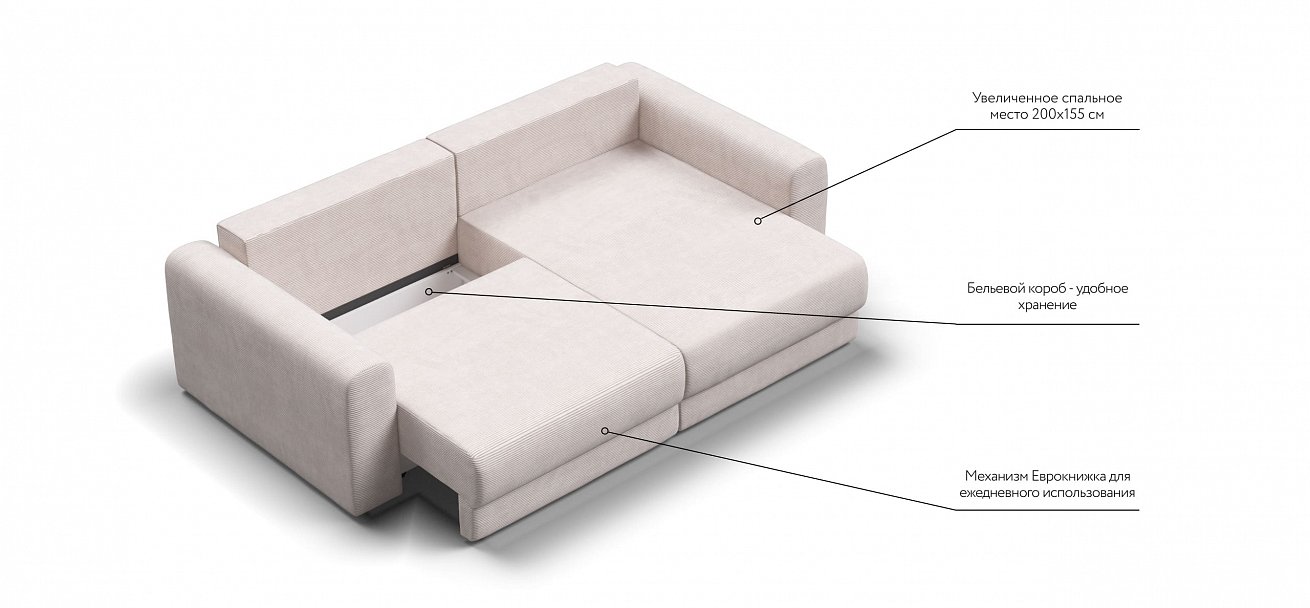 Модульный угловой диван Ричмонд Модуль Вельвет Корд бежевый