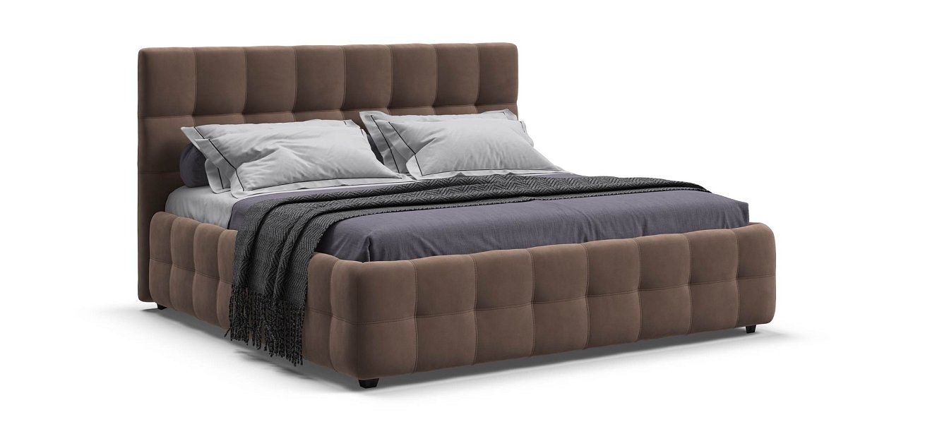 Босс Кровать+ПМ 180*200 велюр Монолит мокко