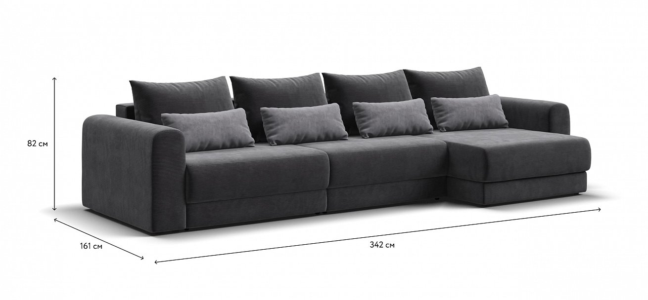 Модульный угловой диван Ричмонд Модуль Макс Вельвет Корд графит