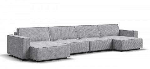 П-образный диван Босс Софт Модуль Вельвет Корд серый