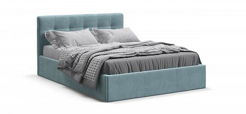 Белла Кровать без ПМ 140*200 велюр Монолит аква 1
