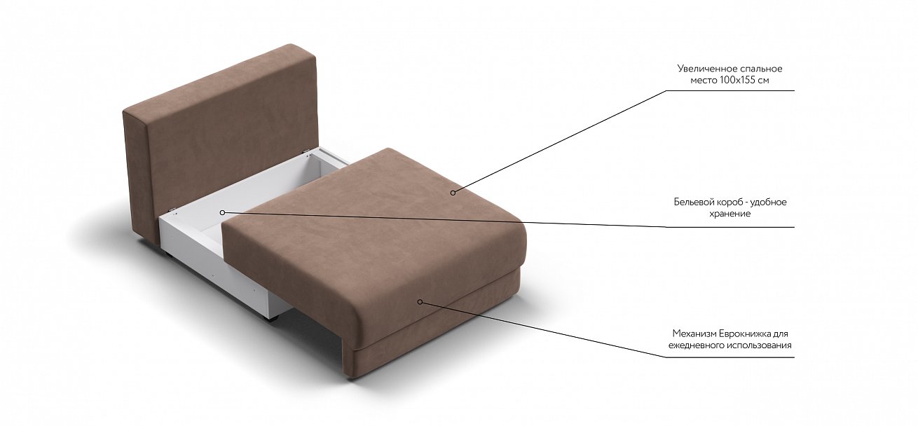 Ричмонд Модуль спальное место велюр Монолит мокко