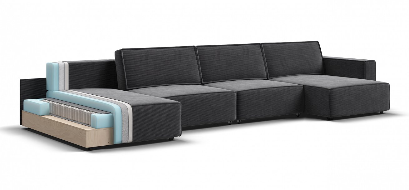 П-образный диван Босс Софт Модуль Вельвет Корд графит