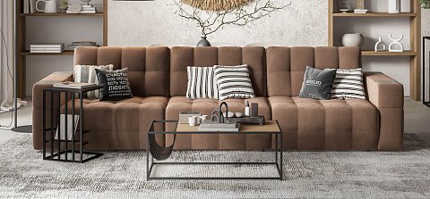 Диван Босс ХО Макс велюр Монолит мокко / Дымчатый Крафт 2