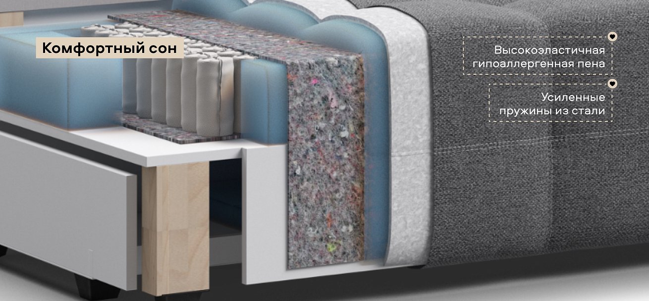 Угловой диван Денди Рогожка Мальмо серый