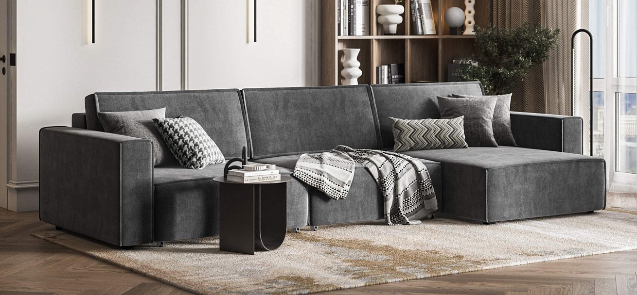 Угловой диван Босс Софт Модуль Макс велюр Монолит серый