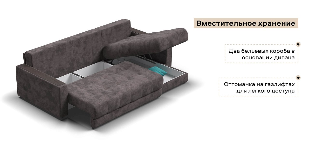 Угловой диван Босс Классик велюр Алькантара серый