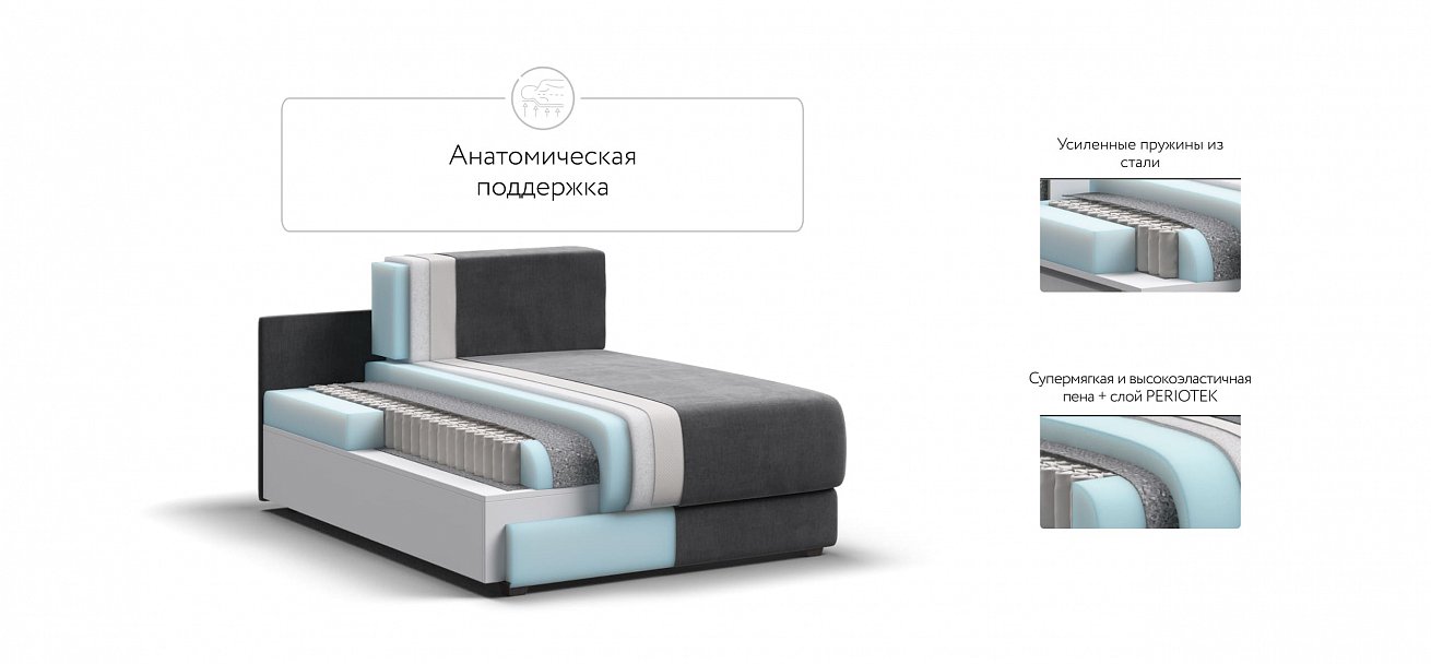 Ричмонд Модуль оттоманка велюр Монолит серый