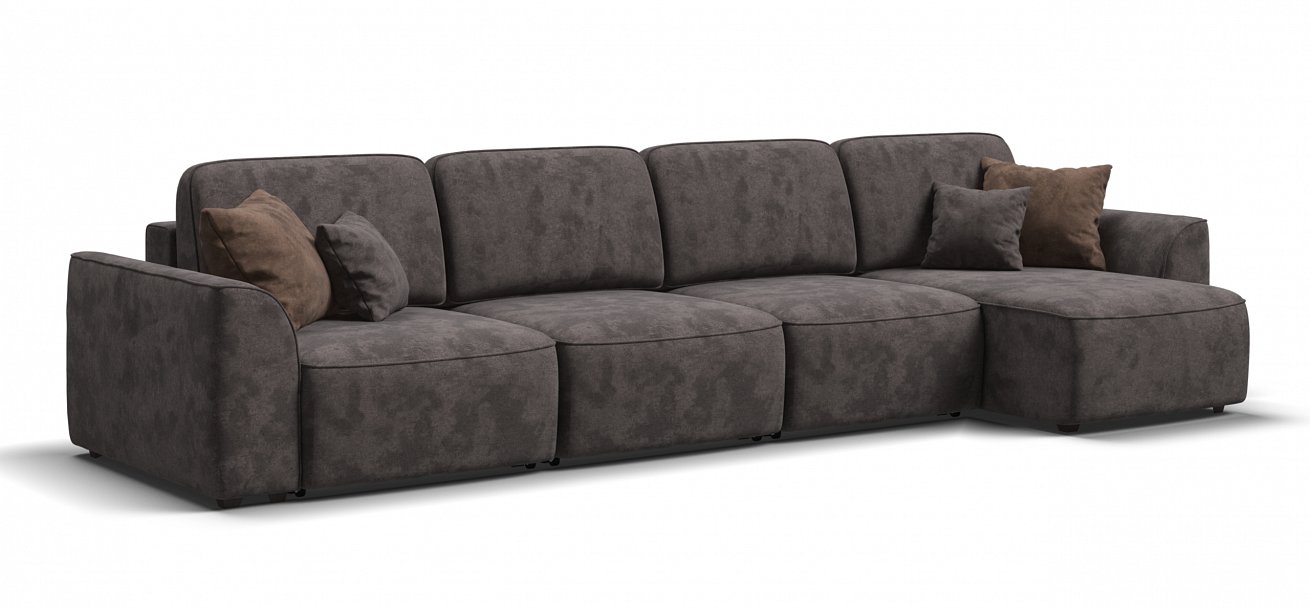 Угловой диван Кинг Модуль Макс велюр Алькантара серый