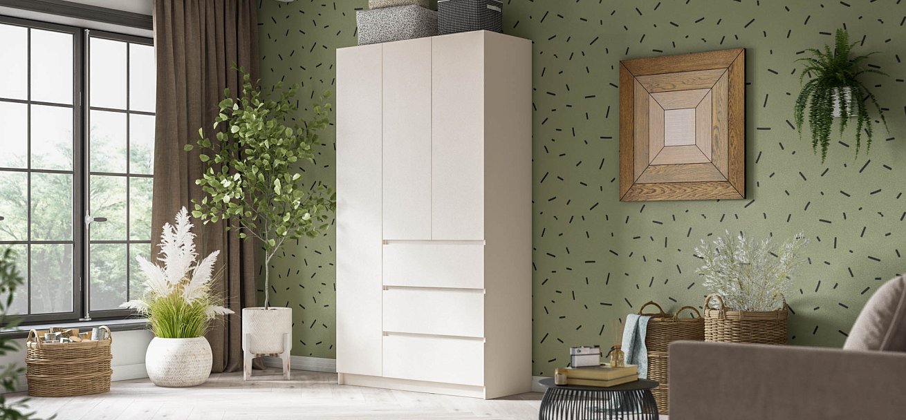 Идея 120 шкаф распашной 3Д+ящики Кашемир