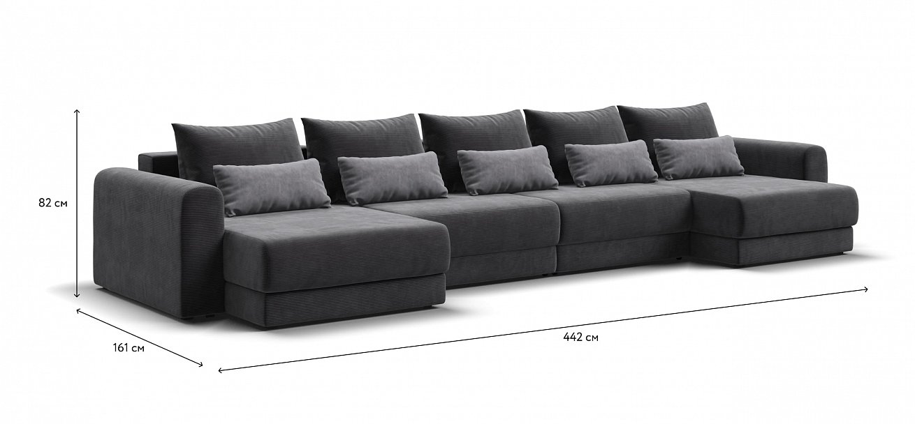 Модульный п-образный диван Ричмонд Модуль Вельвет Корд графит