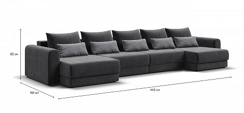 Модульный п-образный диван Ричмонд Модуль Вельвет Корд графит 1