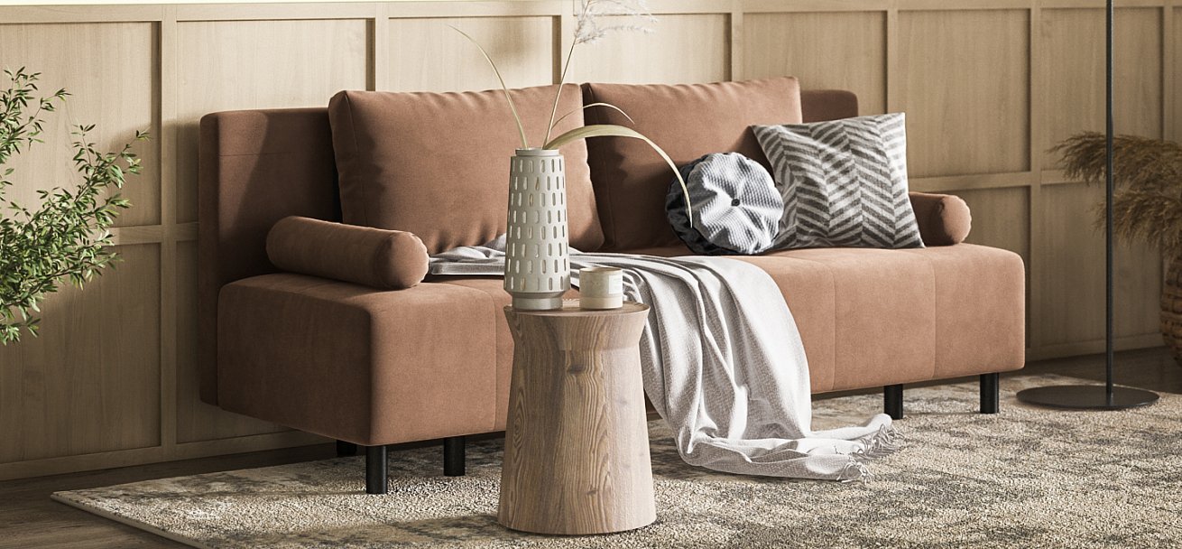 Диван Бостон Мини велюр Монолит мокко