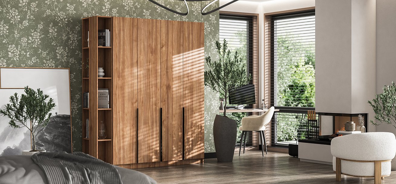 Рим 160 шкаф распашной 4Д 01 Орех Селект