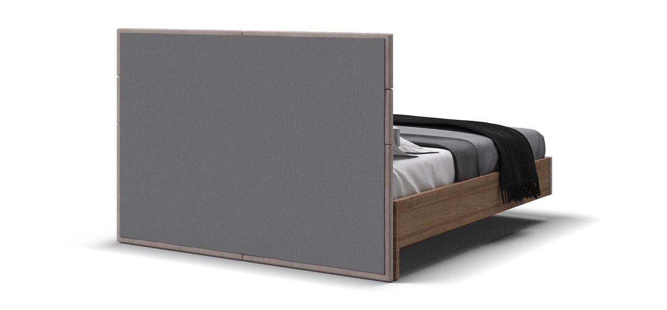 Босс Лофт Кровать+ПМ 160*200 велюр Монолит латте, Орех селект