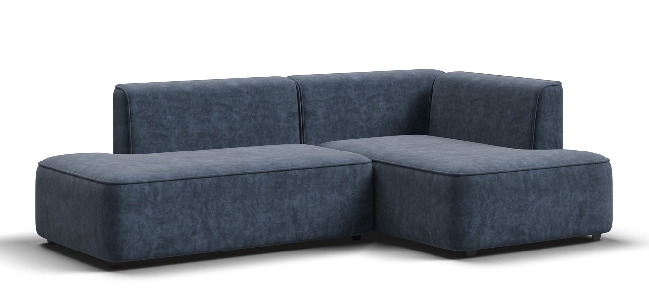 Угловой диван правый Кинг Твин велюр Роял синий