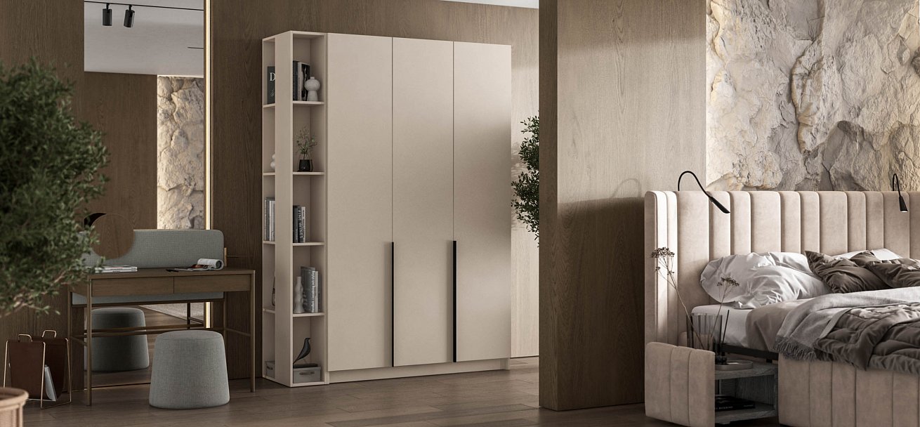 Босс Стандарт 135*220 шкаф распашной 3Д + ящики 01 Кашемир