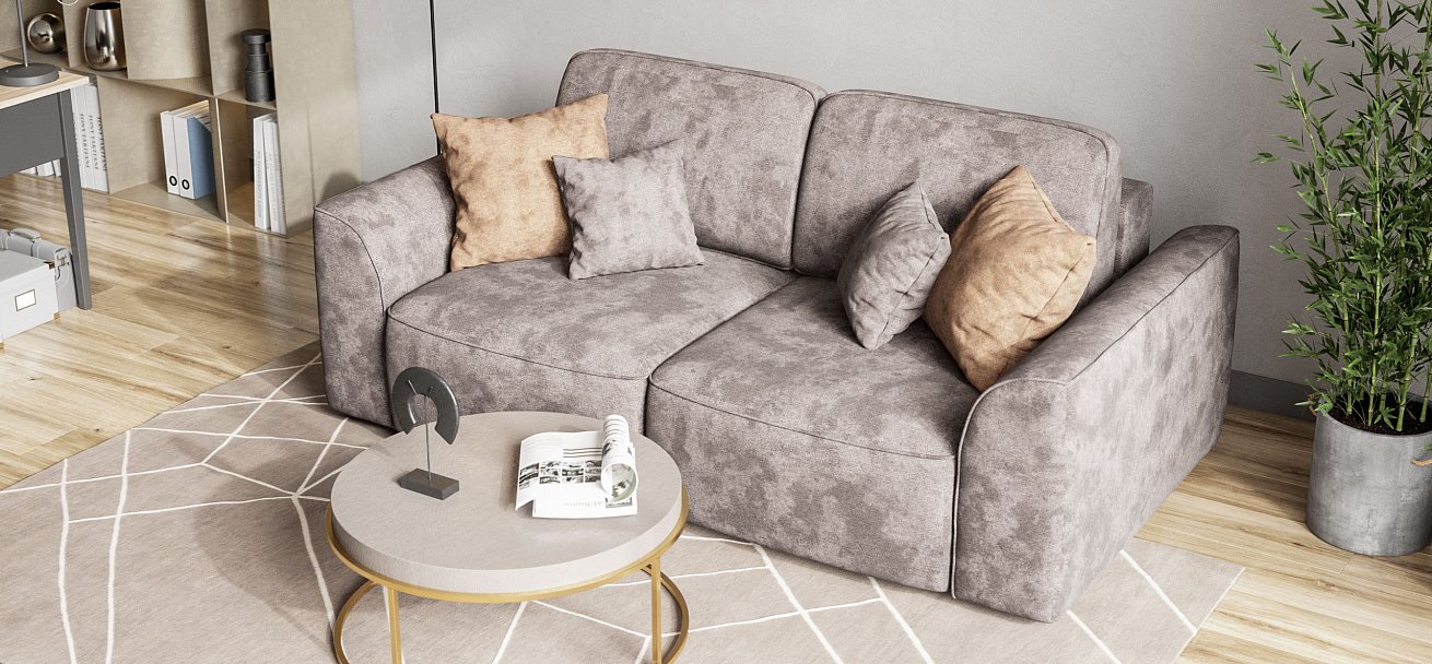 Диван Кинг Модуль велюр Алькантара серый