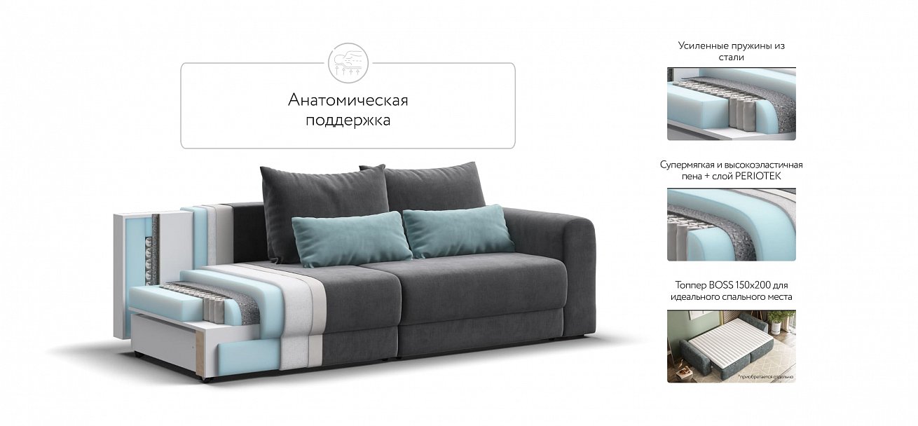 Модульный диван Ричмонд Модуль велюр Монолит серый