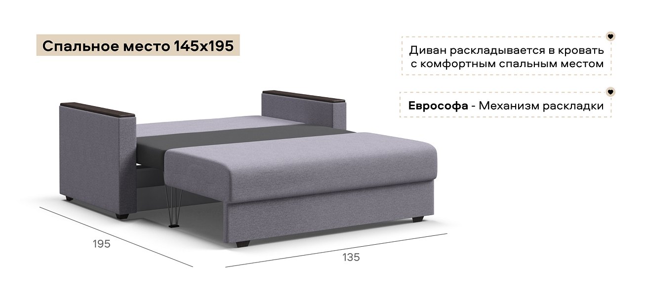 Диван Атланта двухместный Рогожка Мальмо платина