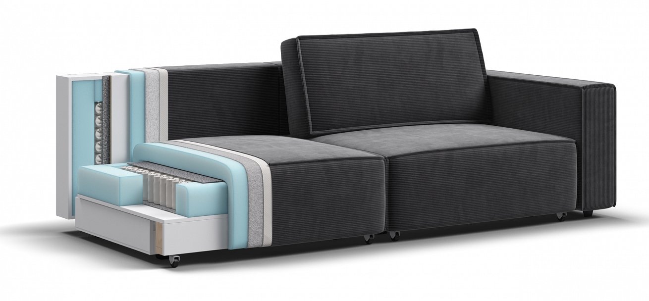 Диван Босс Софт Модуль Вельвет Корд графит