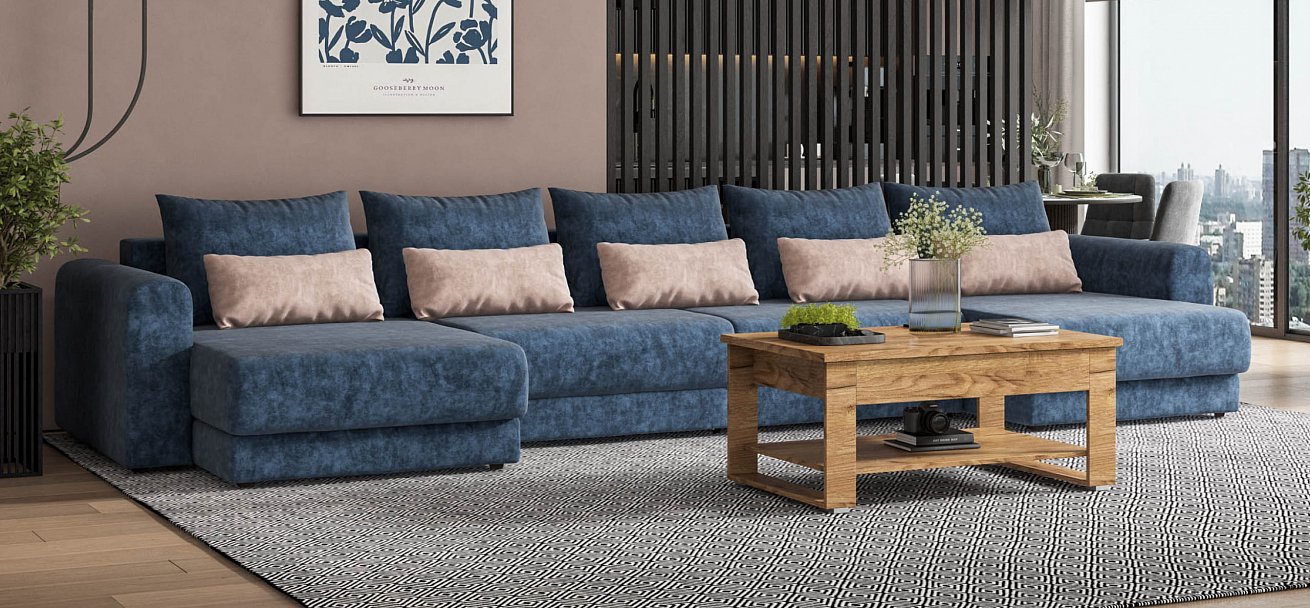 Модульный п-образный диван Ричмонд Модуль велюр Роял синий