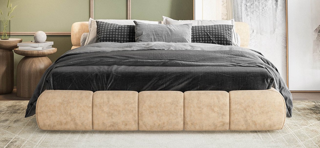 Босс Дрим Кровать+ПМ 160*200 велюр Роял шампань