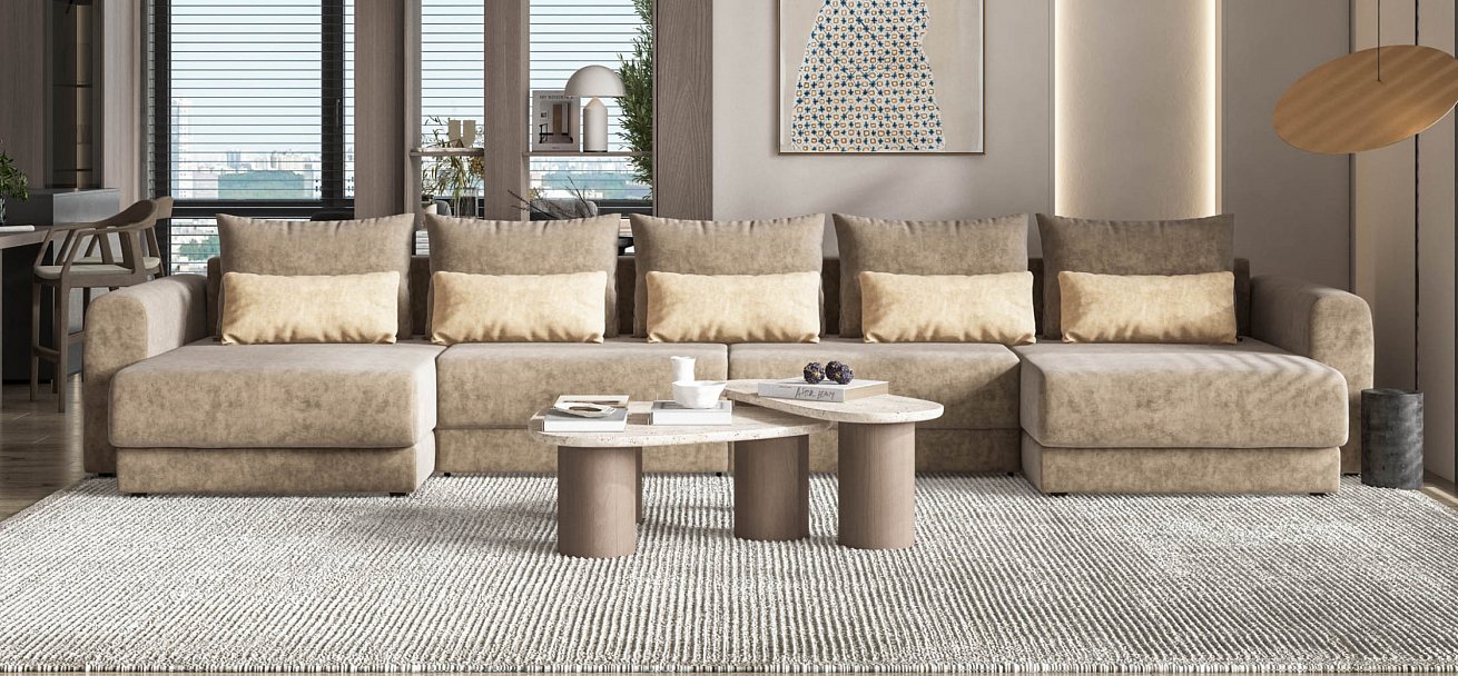 Модульный п-образный диван Ричмонд Модуль велюр Роял тауп