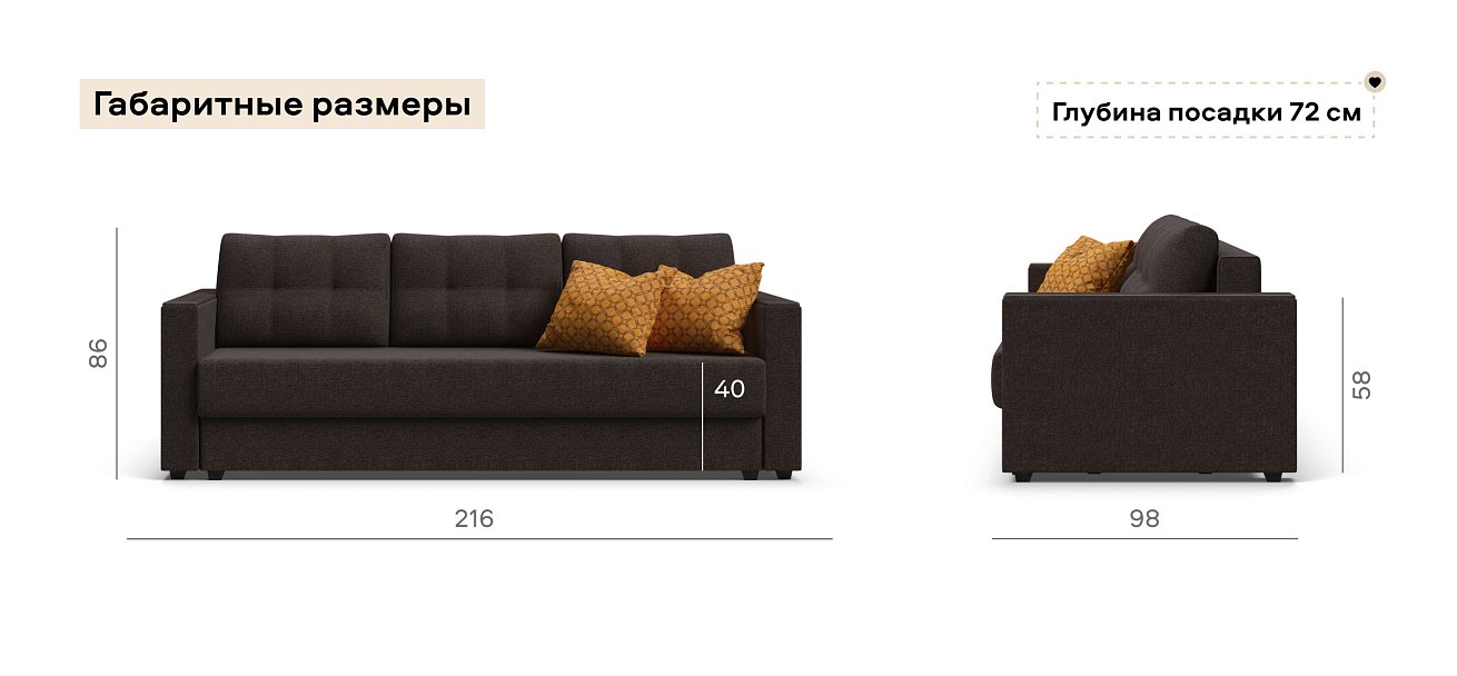 Диван Атланта Рогожка Мальмо шоколад