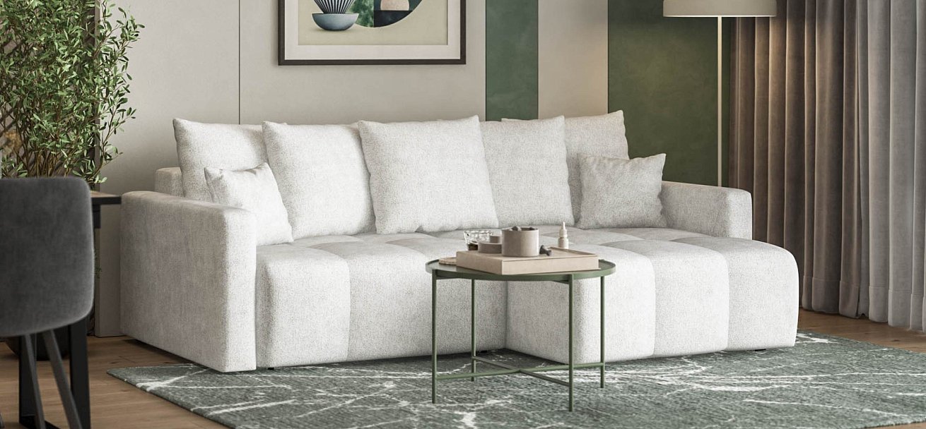 Угловой диван Босс Тренд Шенилл Клауд крем